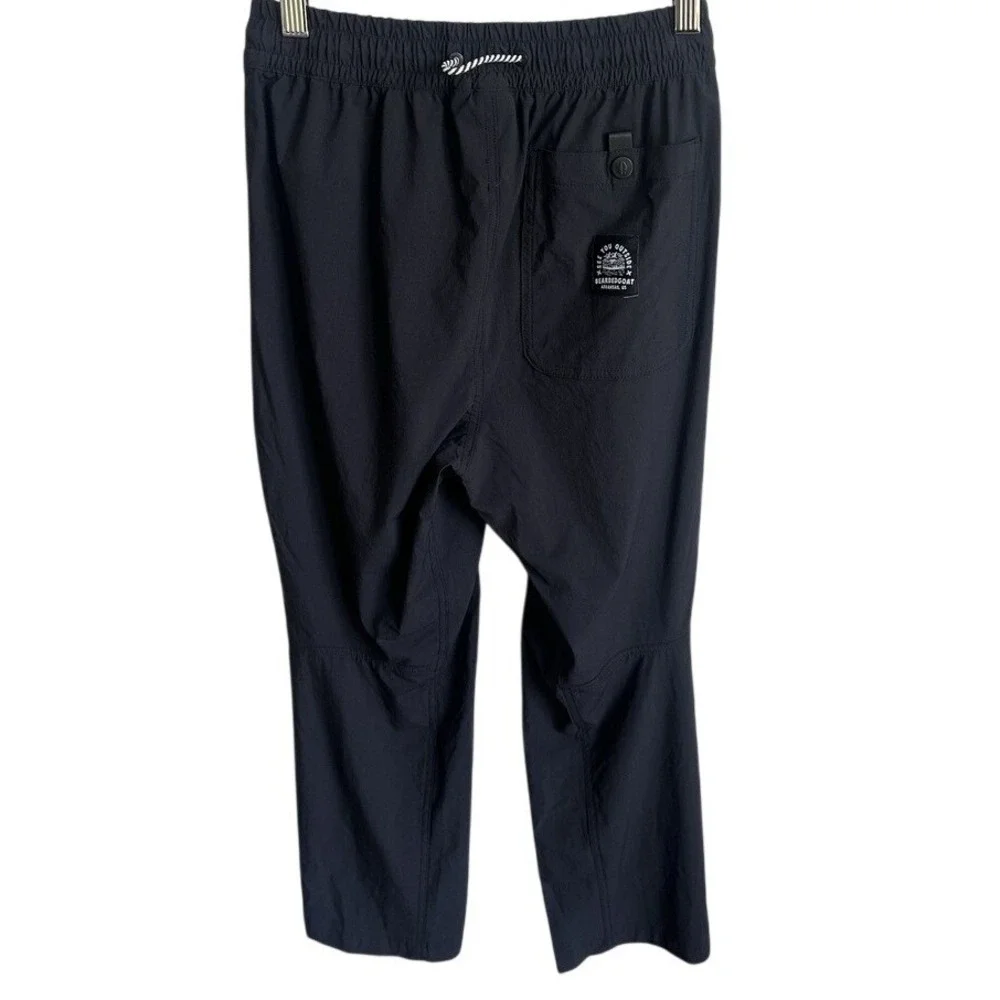 Bearded Goat Pull On Pants Black Athletic Jogger Sweatpants Elastic Waist Men XS